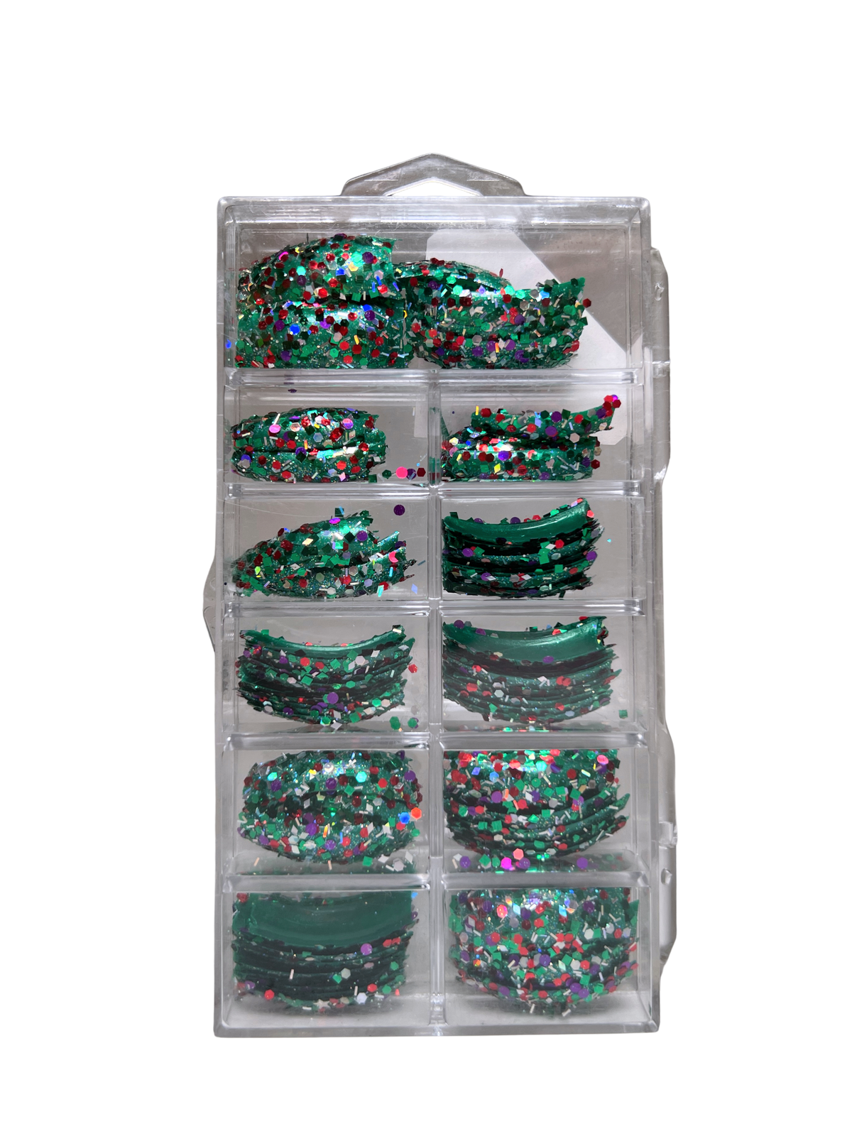 Tip Jar Fashion Nail Tips Super Glitter Curve 110pc - Green Tips/Mix Multi Glitter
