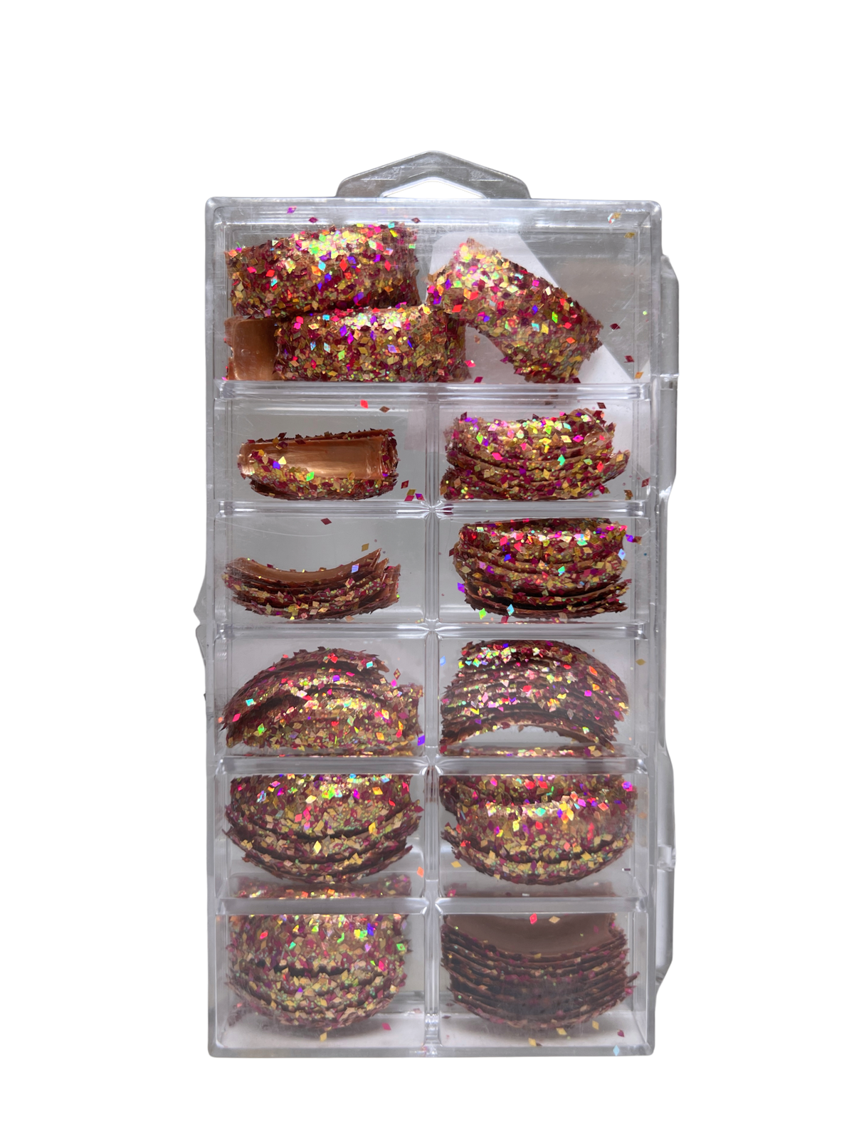 Tip Jar Fashion Nail Tips Super Glitter Curve 110pc - Gold Tips/Mix Glitter