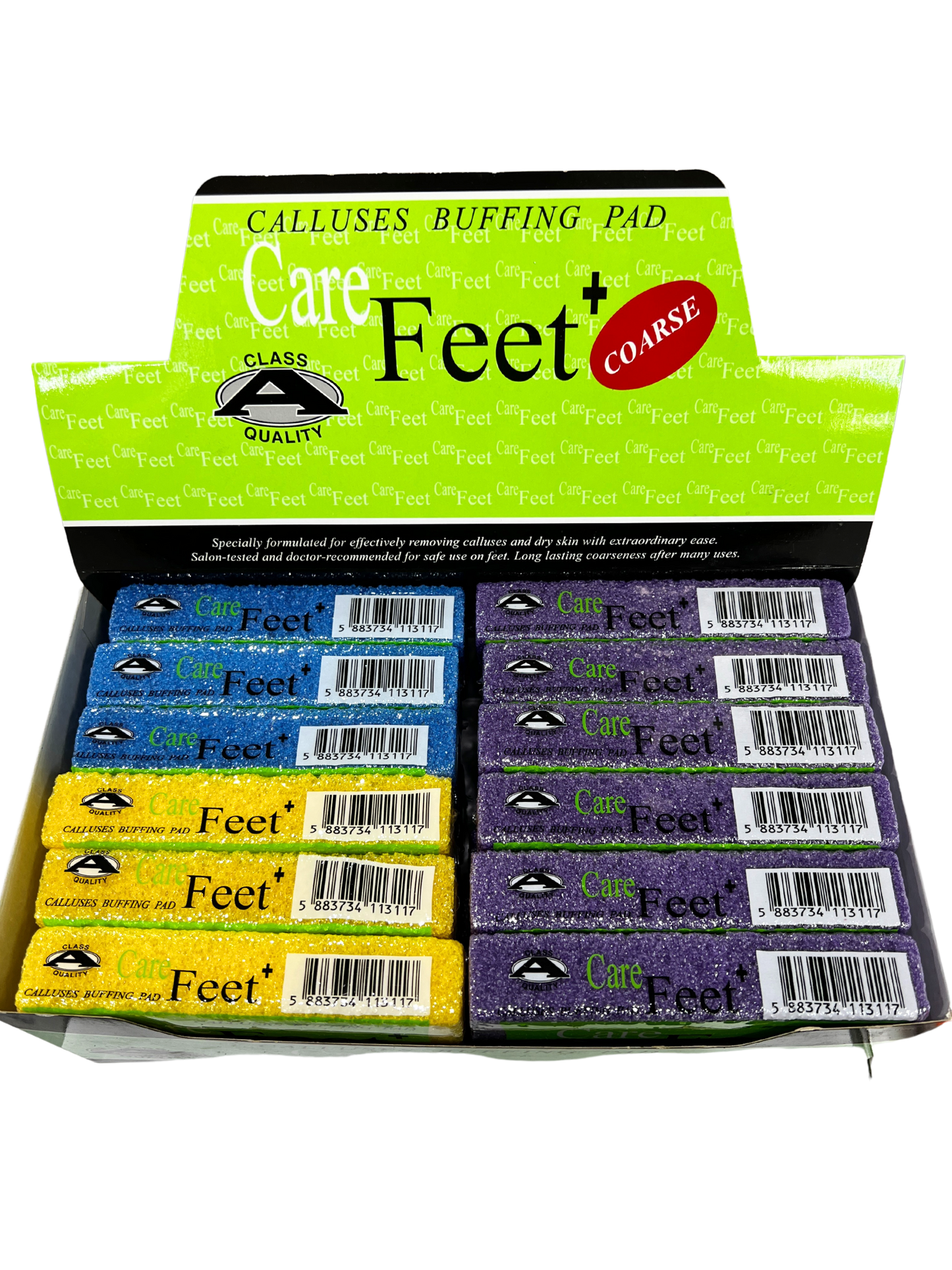 CAREFEET Callus Buffing Pad 24pc/Box - Mixed Colors
