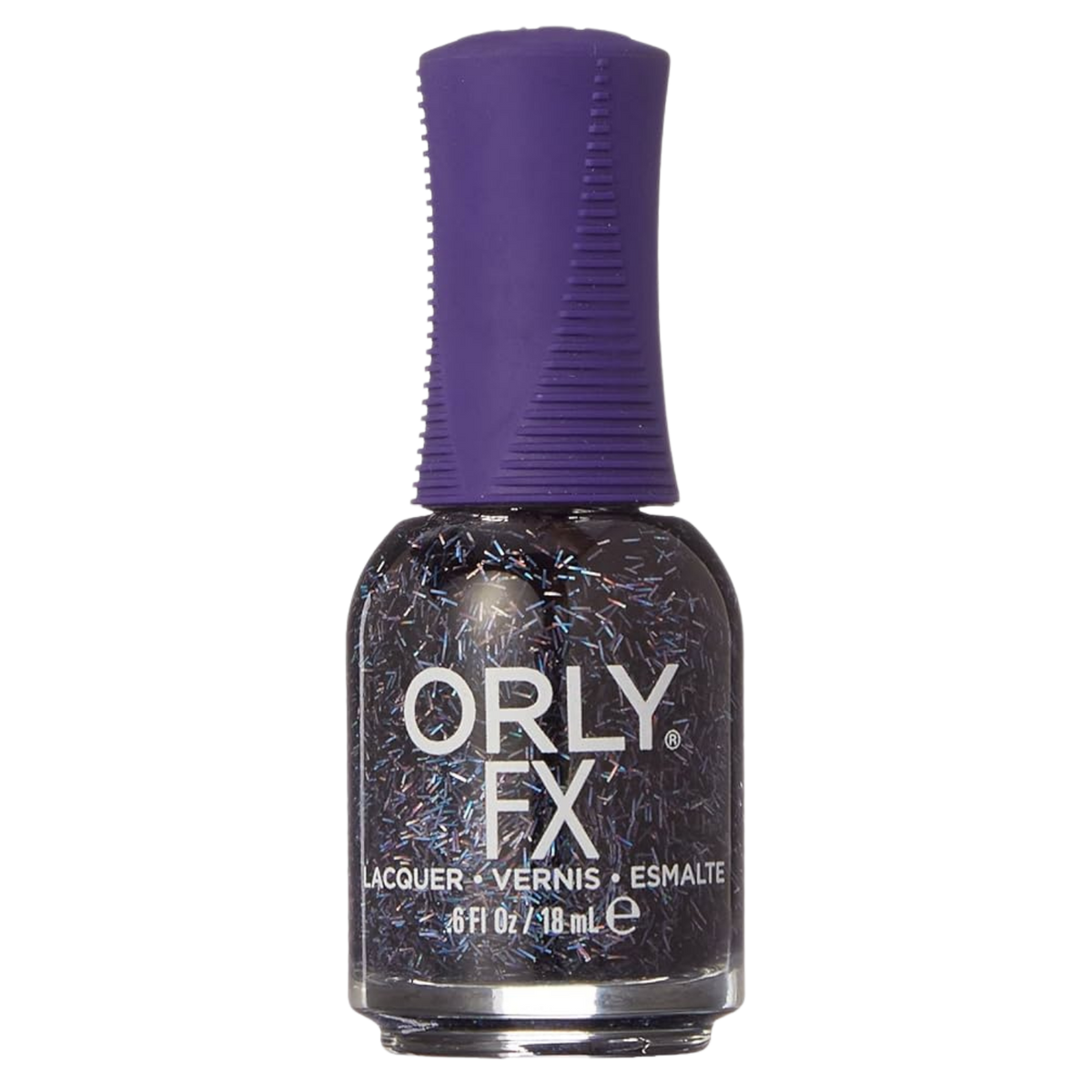 Orly FX nail polish bottle with purple cap on a white background