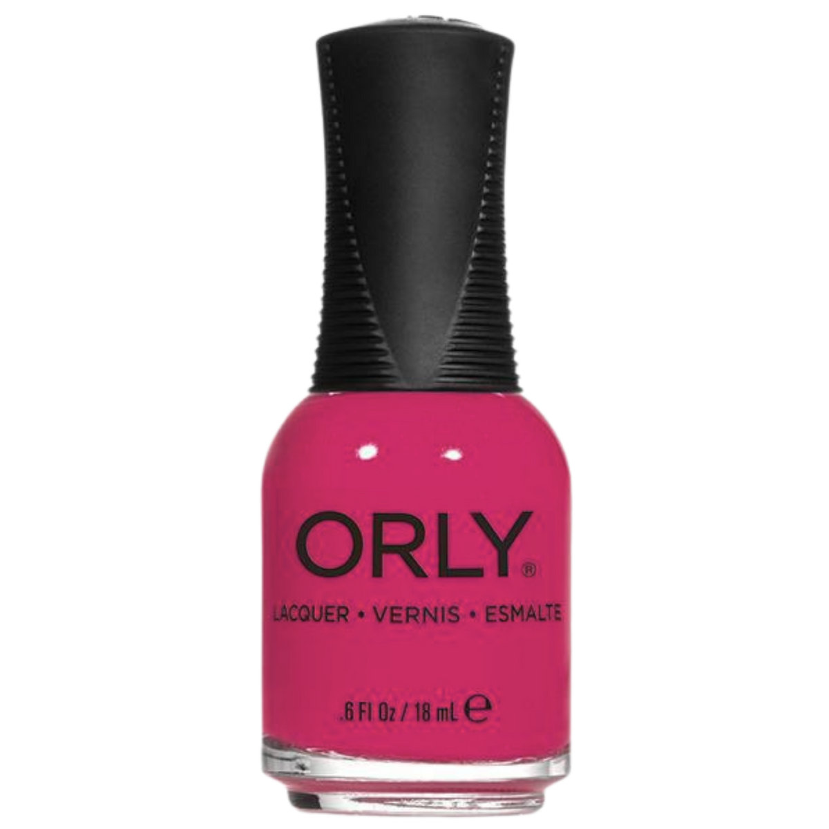 Orly nail polish bottle with pink color on a white background