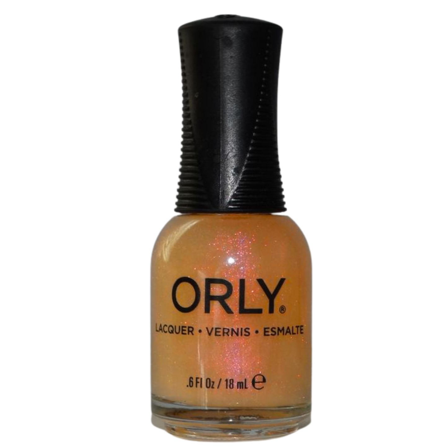 Orly nail polish bottle with black cap on a white background