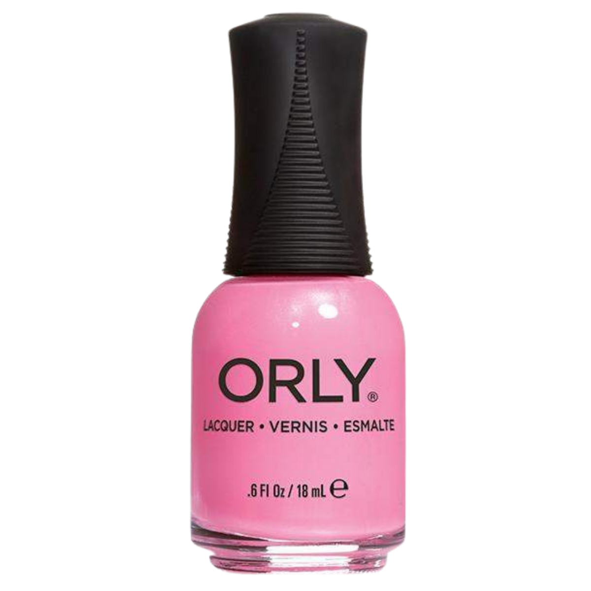 Orly nail polish bottle with pink color on a white background