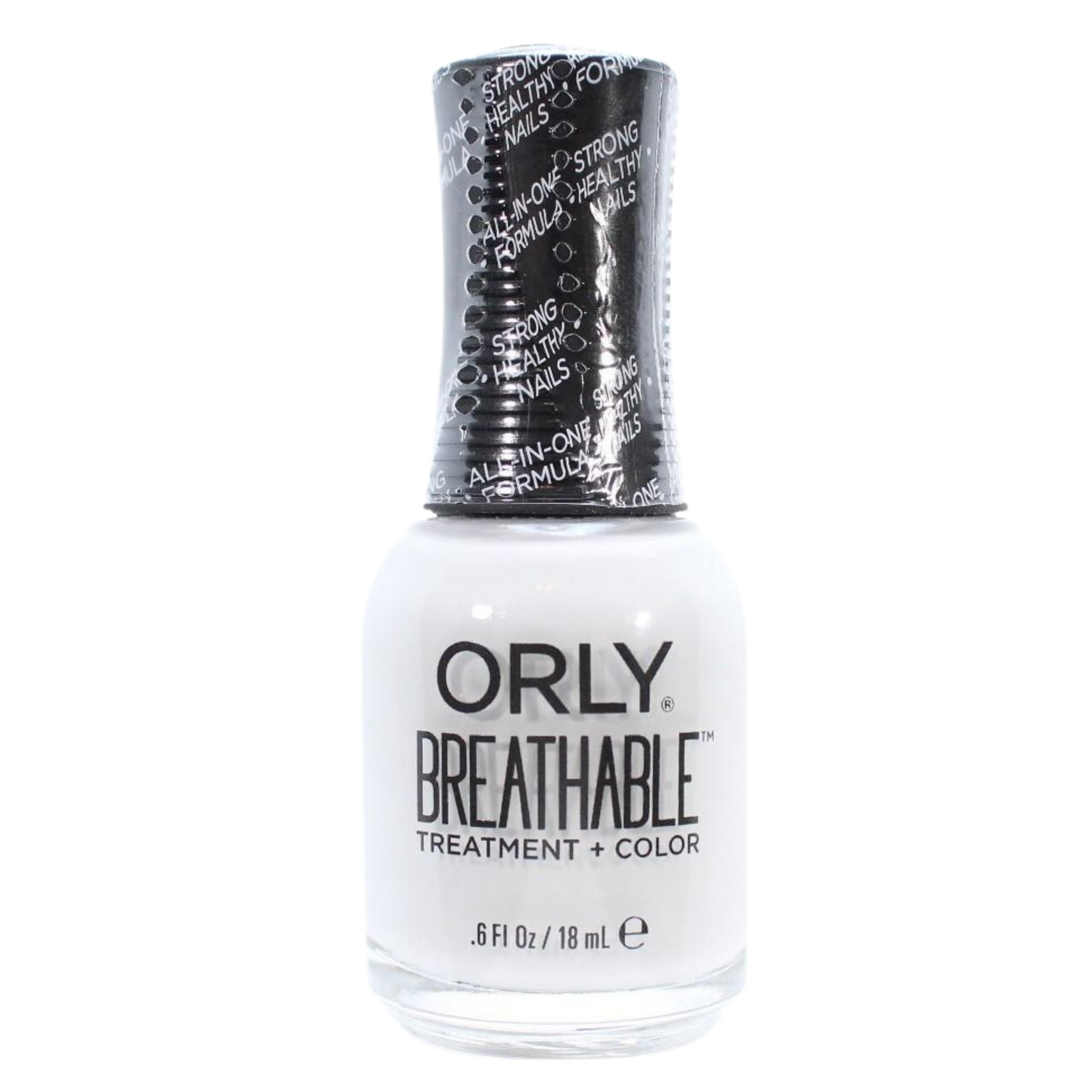 light gray nail polish with black cap over white background