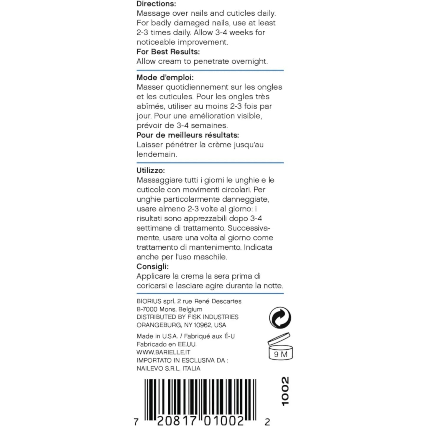 BARIELLE Nail Strengthener Cream 0.5oz