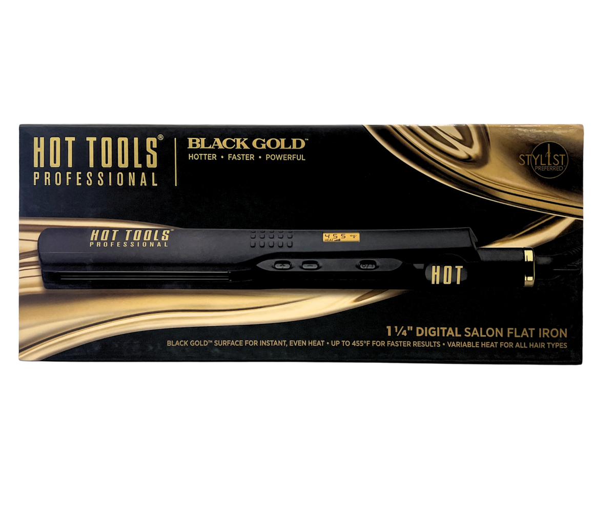 HOT TOOLS Professional Black Gold 1 1/4" Digital Salon Flat Iron