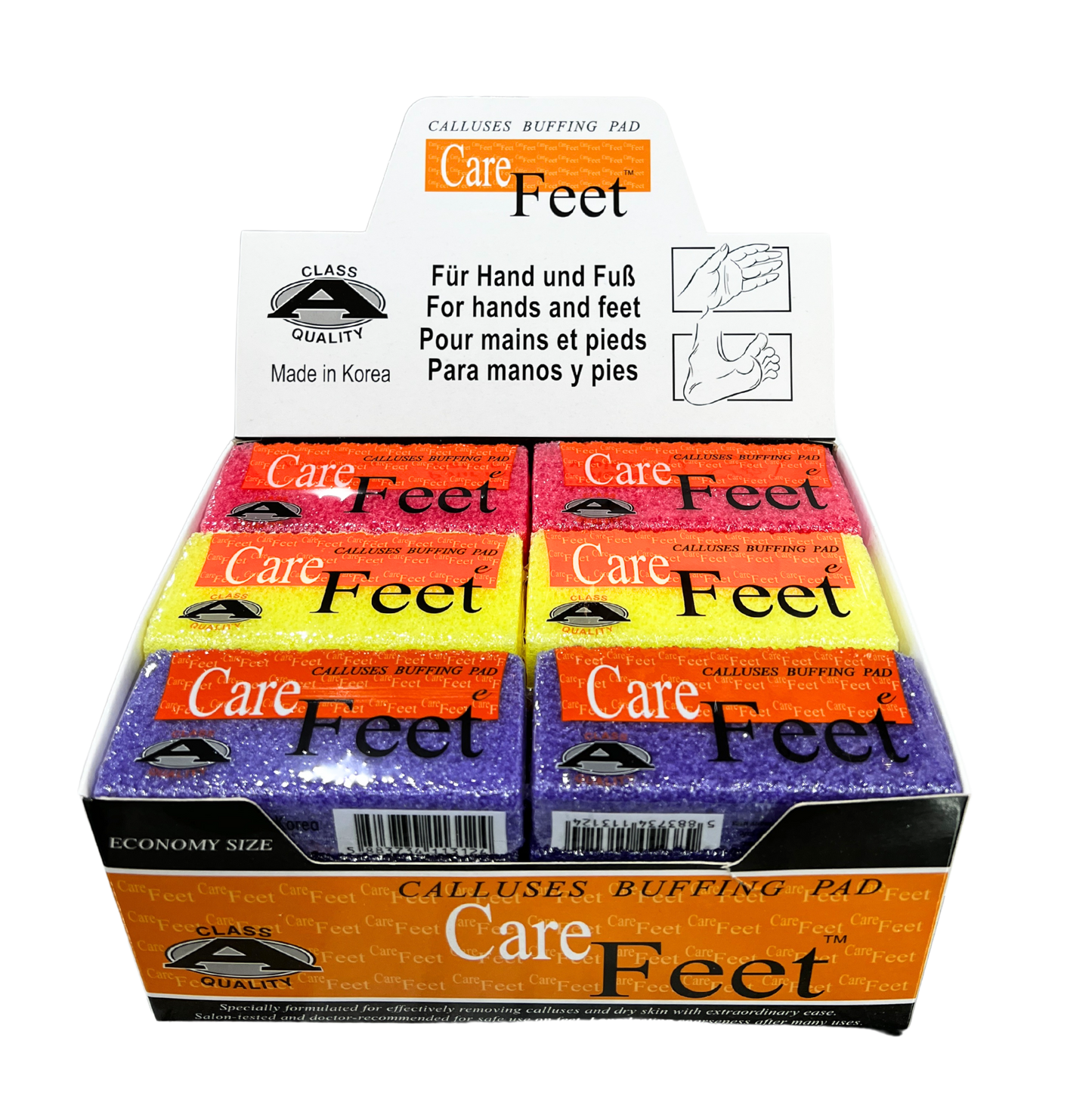 CAREFEET Small Callus Buffing Pad 24pc/Box - Mixed Colors