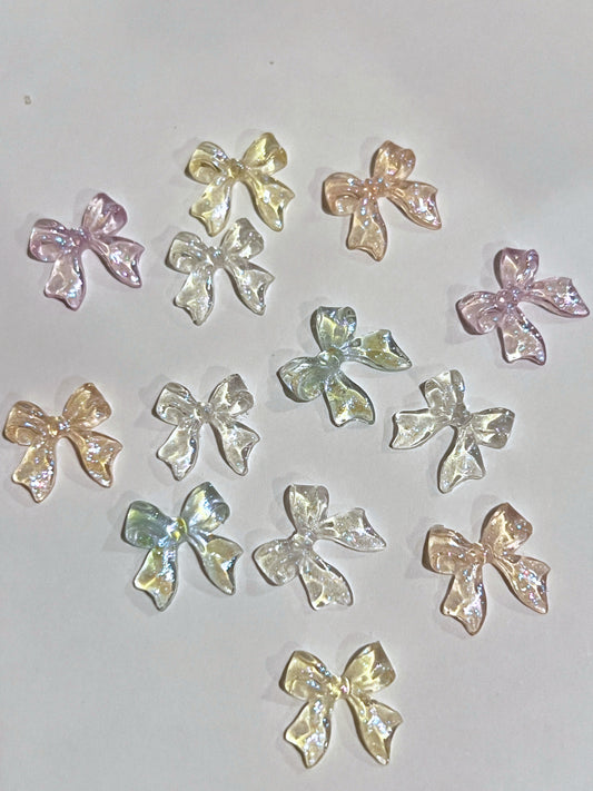 Transparent Glitter Bow Charms
