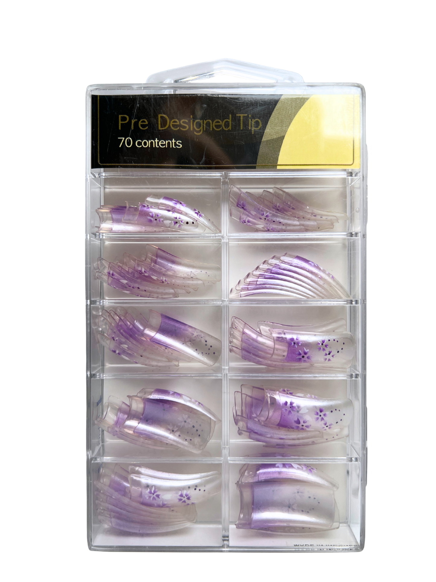 Pre-Designed Nail Tips 70pc - Airbrushed Purple Geranium