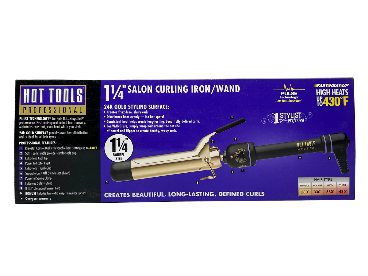 HOT TOOLS Professional 24K Gold 1 1/4" Salon Curling Iron/Wand