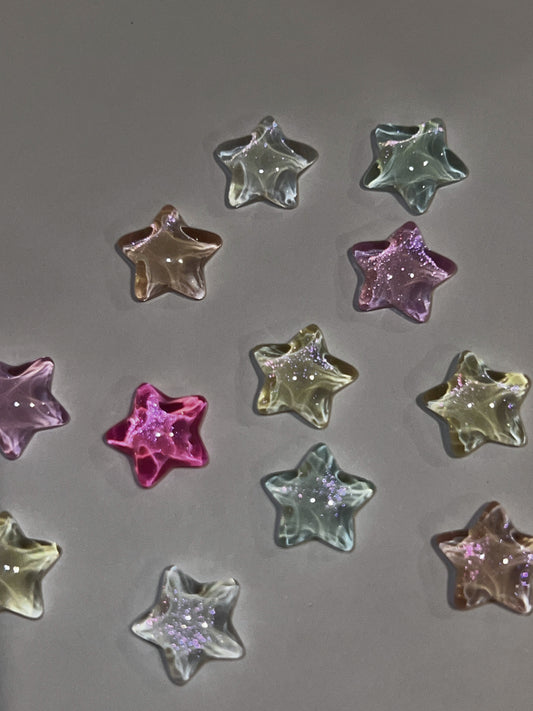 Pastel Glitter Star Charms