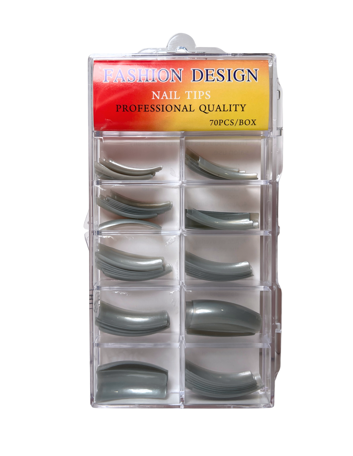Fashion Design Nail Tips 70pc - Metallic Gray Color