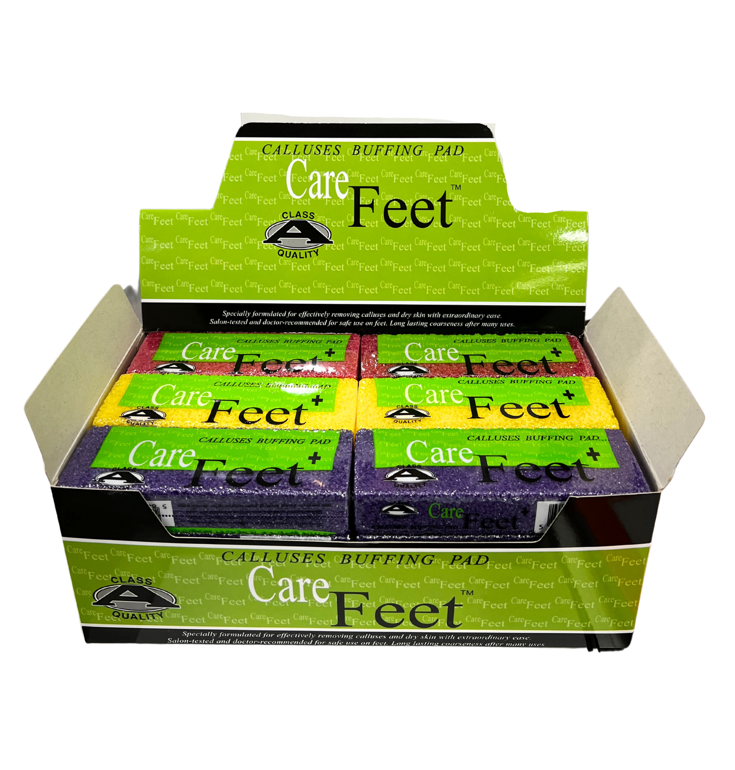 CAREFEET Callus Buffing Pad 24pc/Box - Mixed Colors