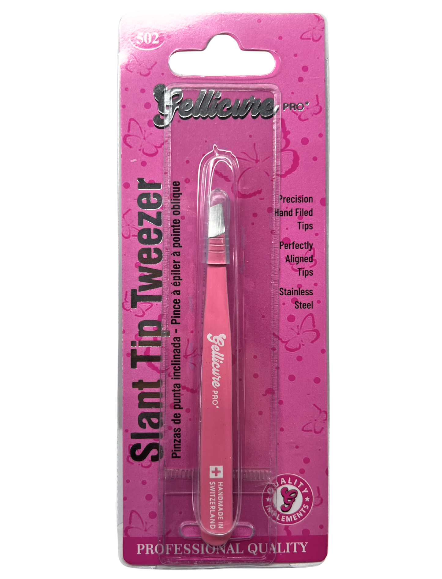 GELLICURE PRO★ Slant Tip Tweezer - Pink