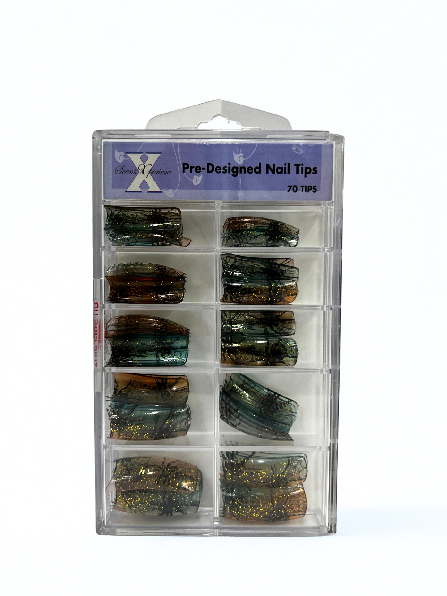 SCENT XPERIENCE Pre-Designed Nail Tips 70pc - Clear Gradient Spider