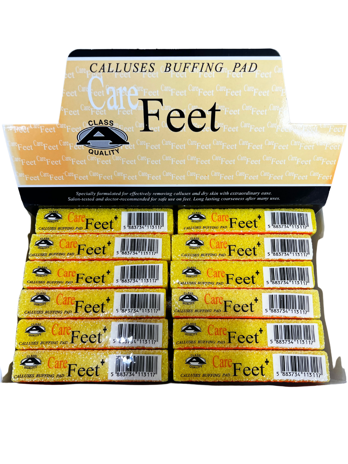 CAREFEET Callus Buffing Pad 24pc/Box - Yellow