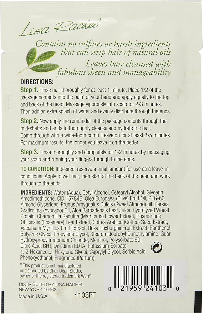 Lisa Rachel Sulfate Free Conditioner & Cleanser w/ Olive Oil & Aloe 0.6oz