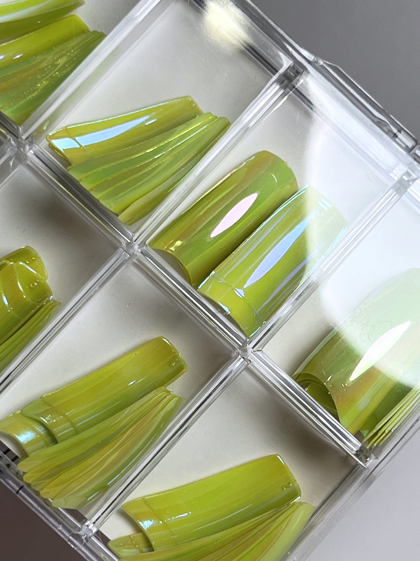Fashion Design Nail Tips 70pc - Lime Green Chrome
