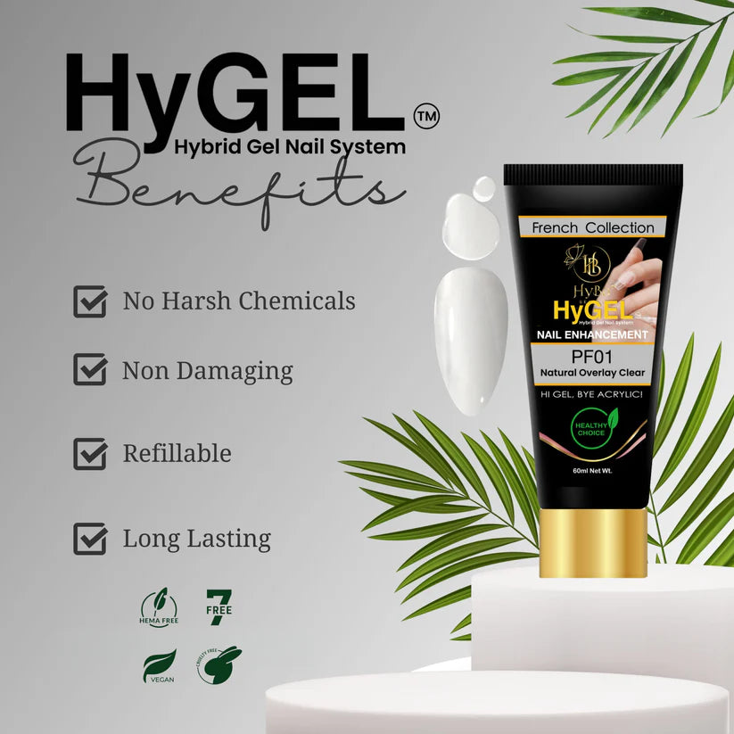 HYBA BEAUTY HyGEL™ Hybrid Gel Nail System - Natural Overlay Clear PF01