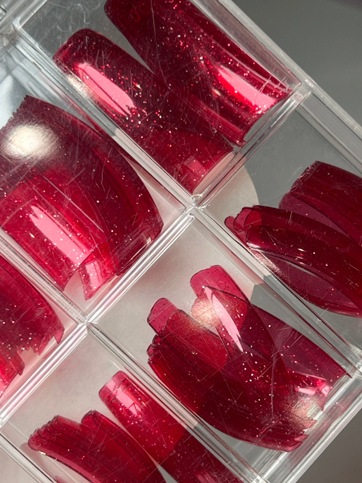 Lamour Nail Products Color Tips 110pc - Jelly Glitter Red