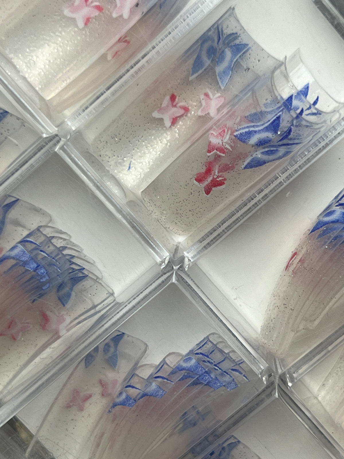 N.K Pre-Designed Nail Tips 70pc - Transparent Butterflies