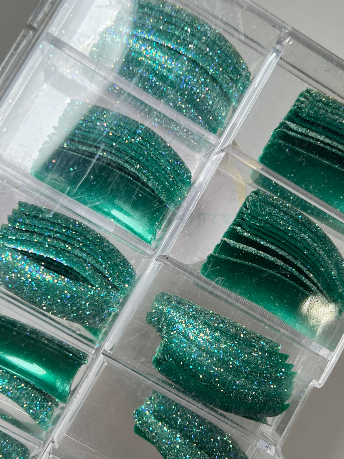 Luu Nail Designs Glitter Tips 110pc - Green Tips/Fairy Dust Glitter