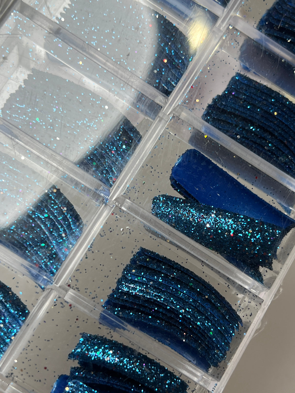 Luu Nail Designs Glitter Tips 110pc - Blue Tips/Mixed Blue Glitter