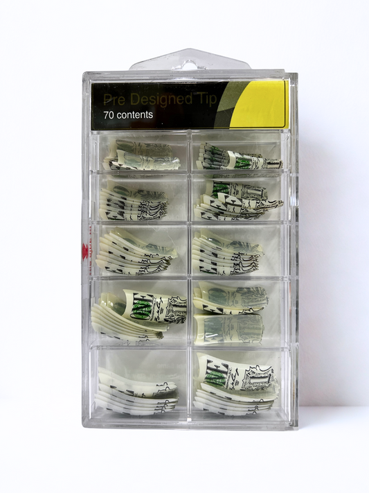Pre-Designed Nail Tips 70pc - Money