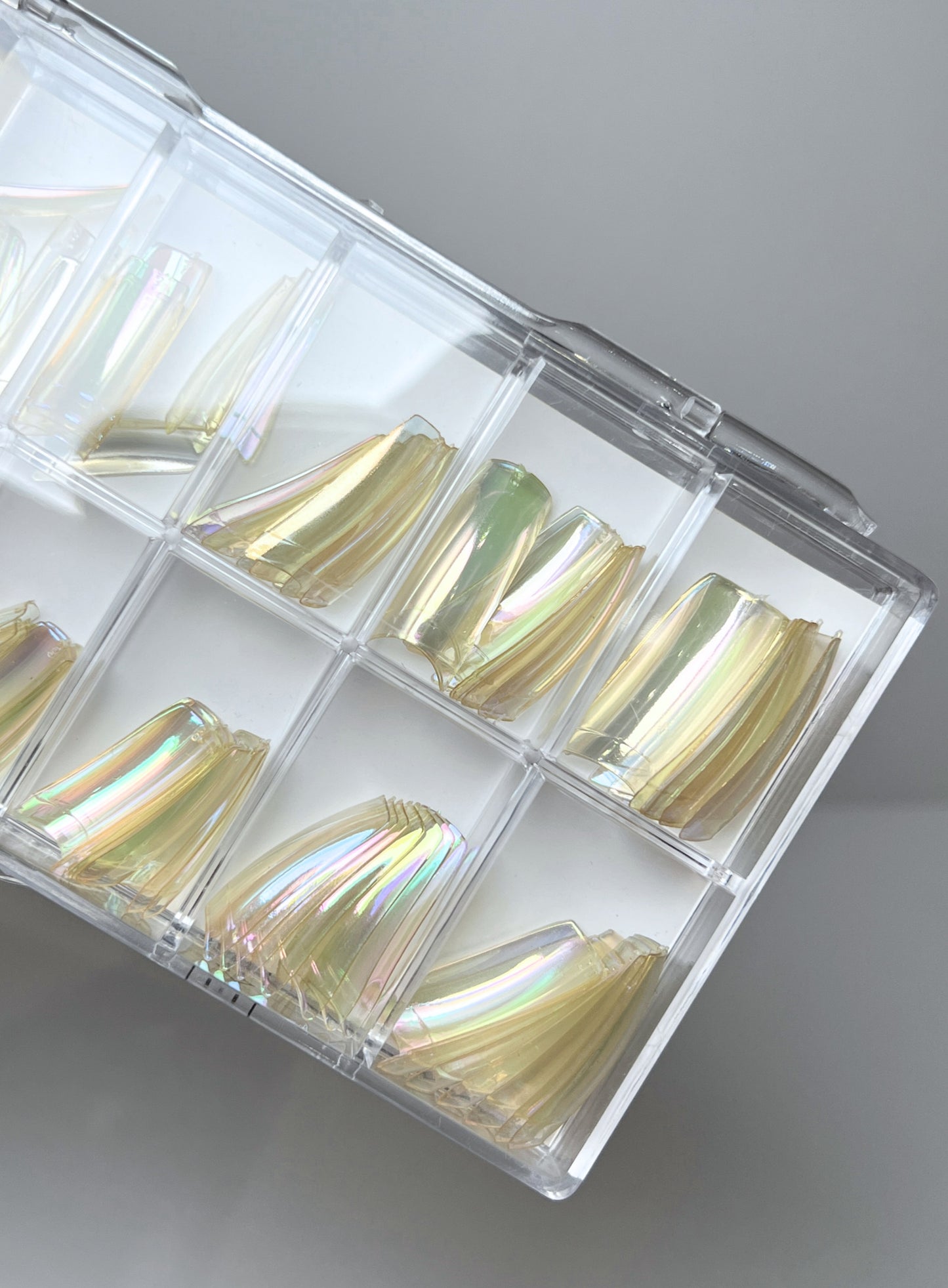 Fashion Design Nail Tips 70pc - Transparent Iridescent Chrome