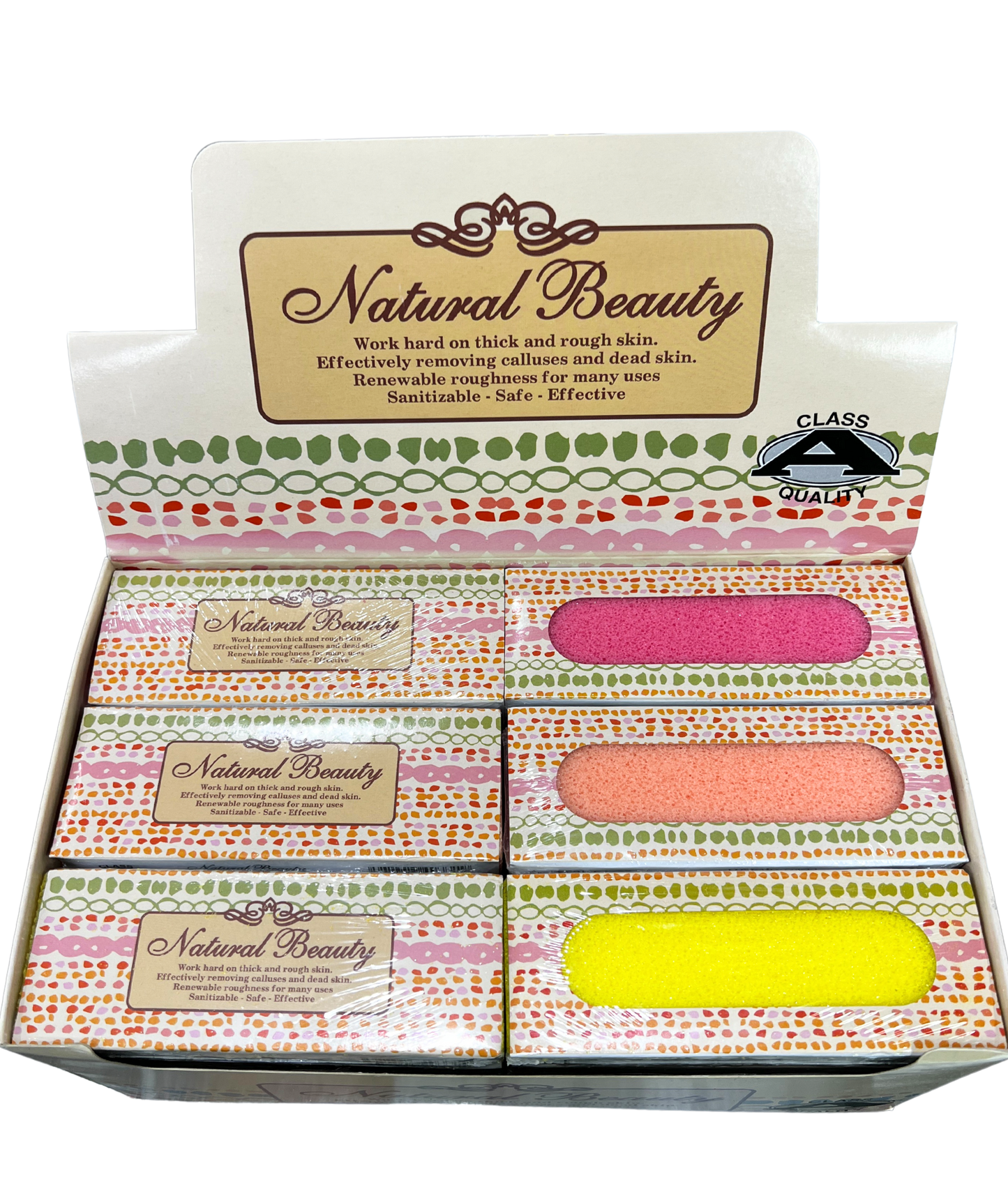 NATURAL BEAUTY Callus Buffing Pad 24pc/Box - Mixed Colors