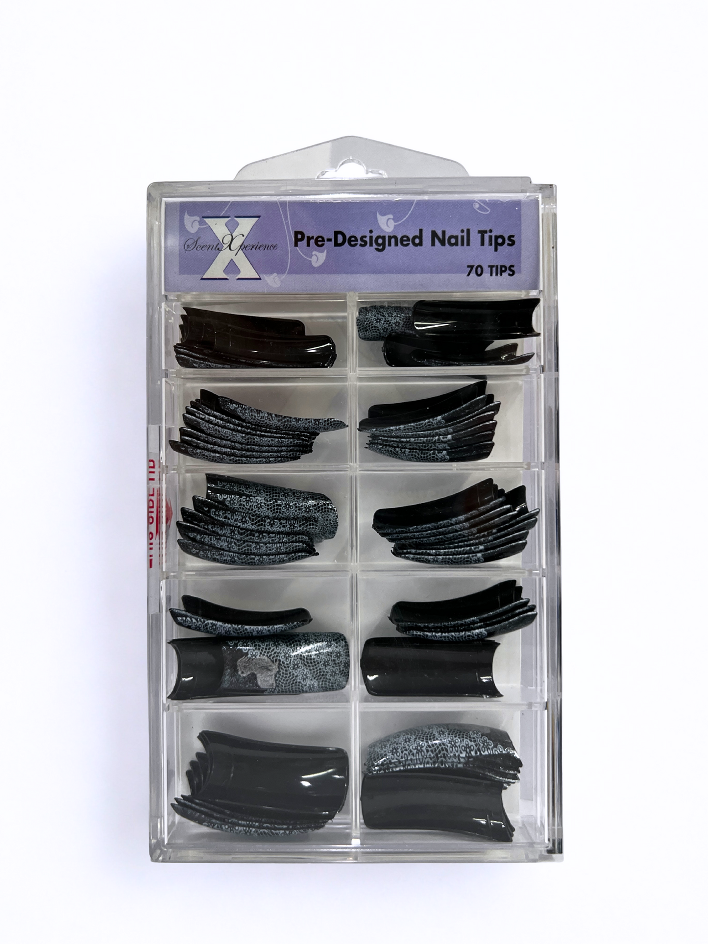 SCENT XPERIENCE Pre-Designed Nail Tips 70pc - Black Lace