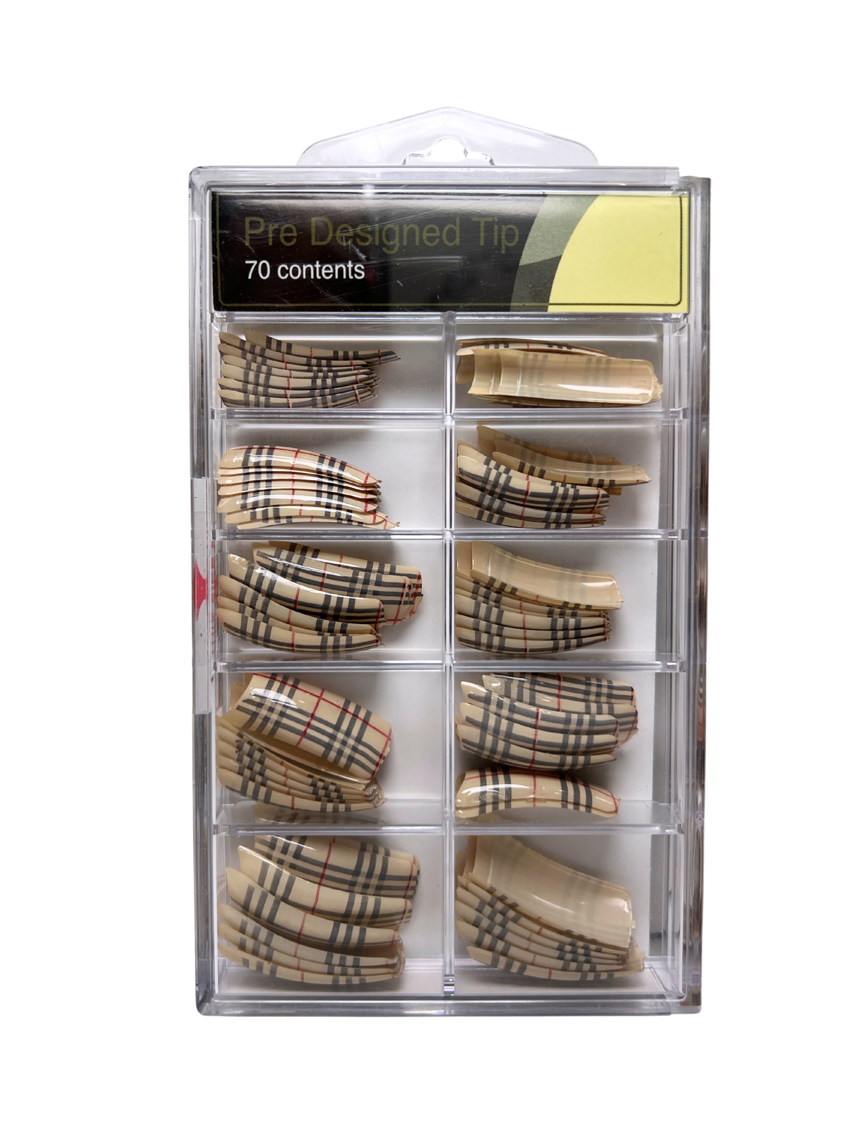 Pre-Designed Nail Tips 70pc - Plaid Check