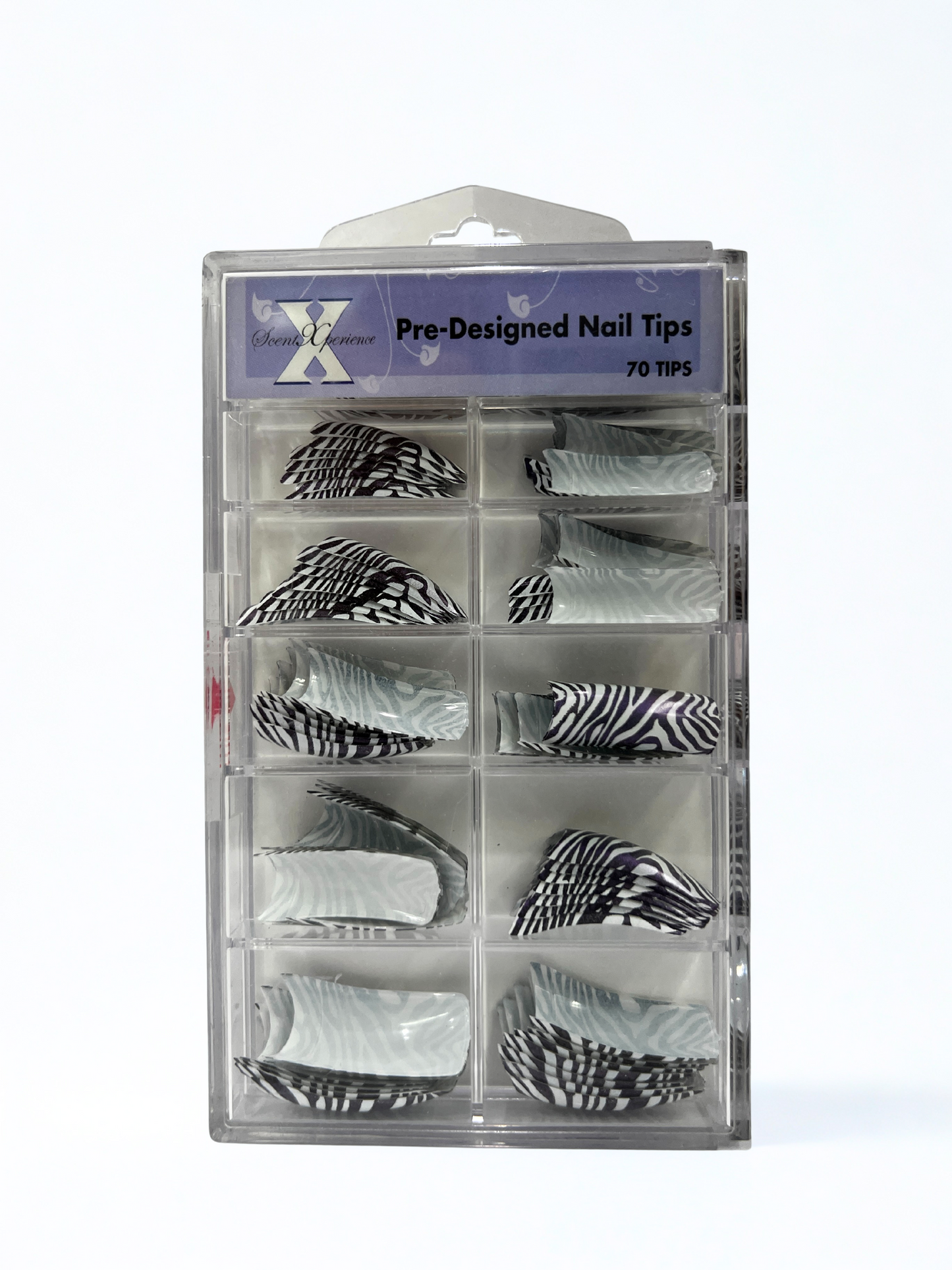SCENT XPERIENCE Pre-Designed Nail Tips 70pc - Zebra Print #1