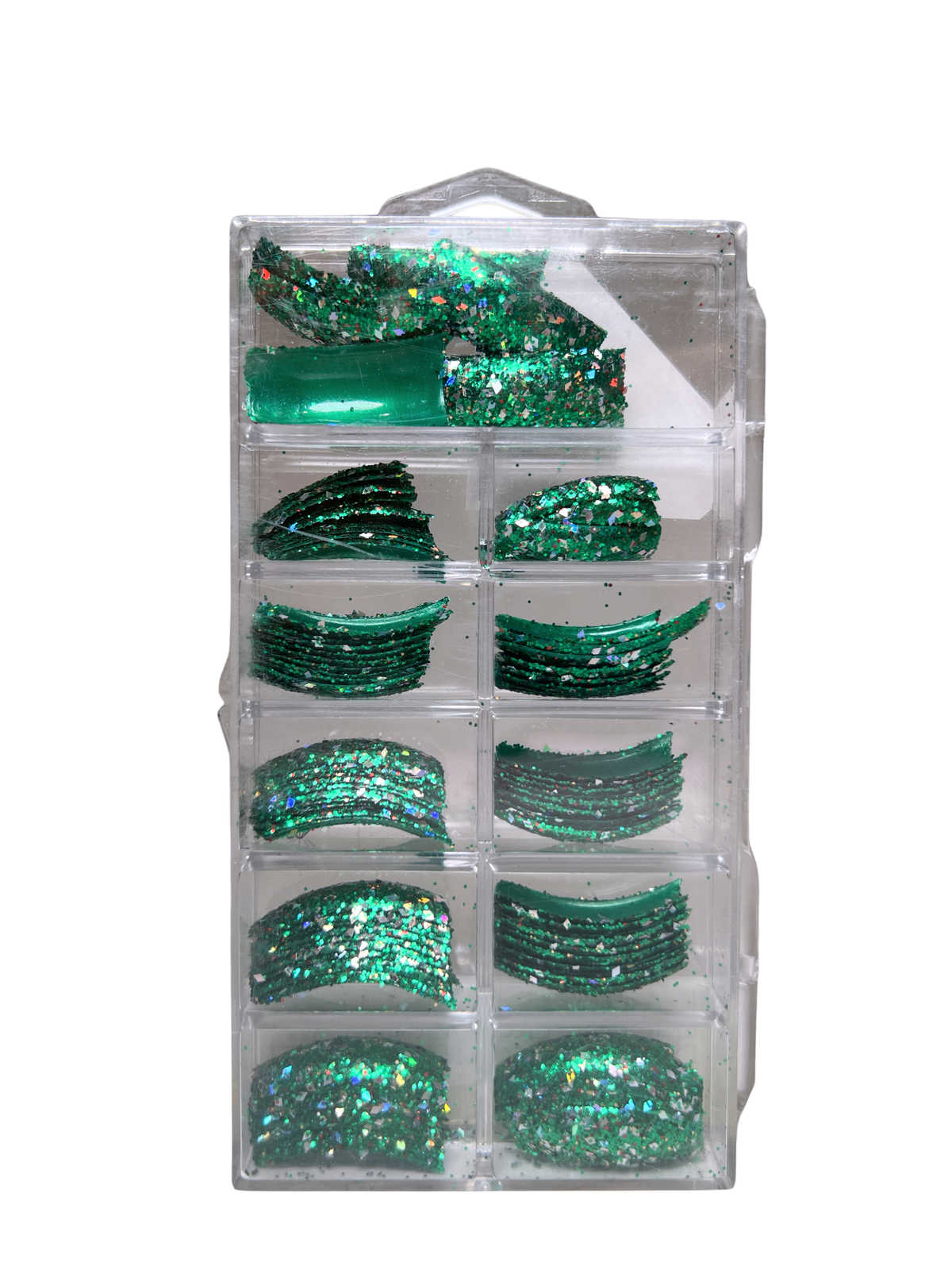 Tip Jar Fashion Nail Tips Super Glitter Curve 110pc - Green Tips/Mix Glitter