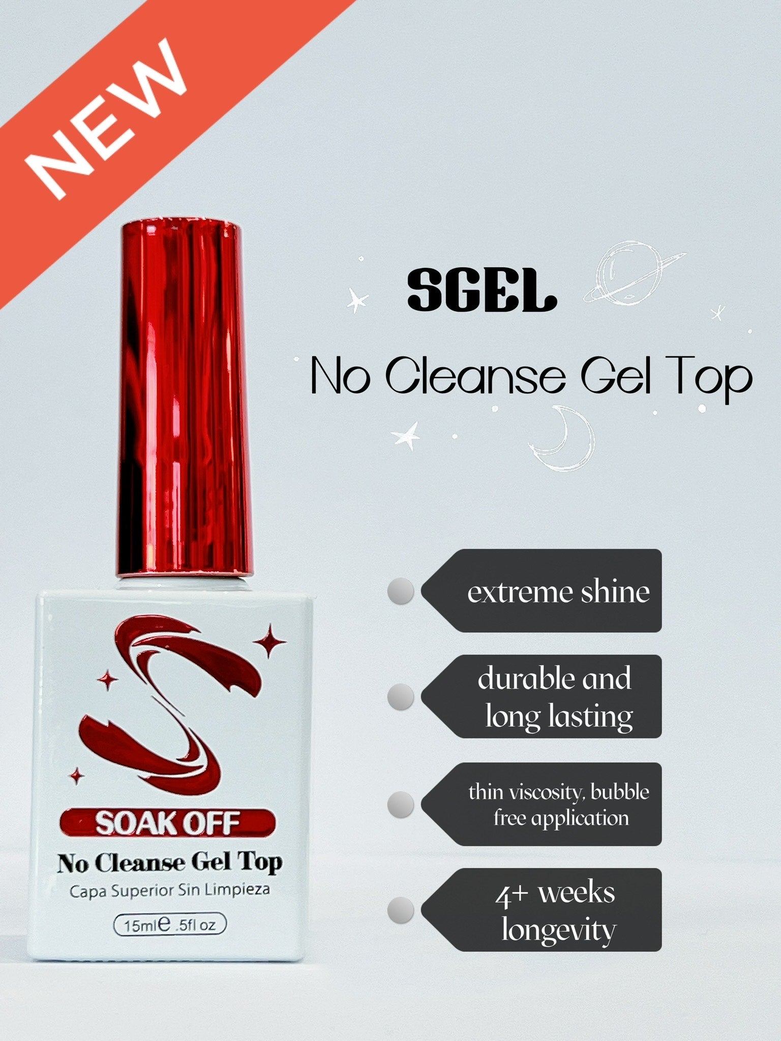 SOFIGLAZE No Wipe High Gloss Top Coat 0.5oz (New) image 0