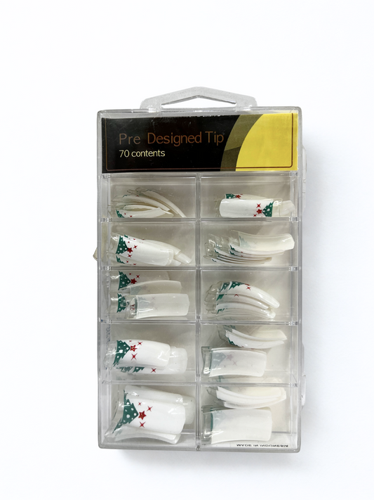 Pre-Designed Nail Tips 70pc - Christmas Tree
