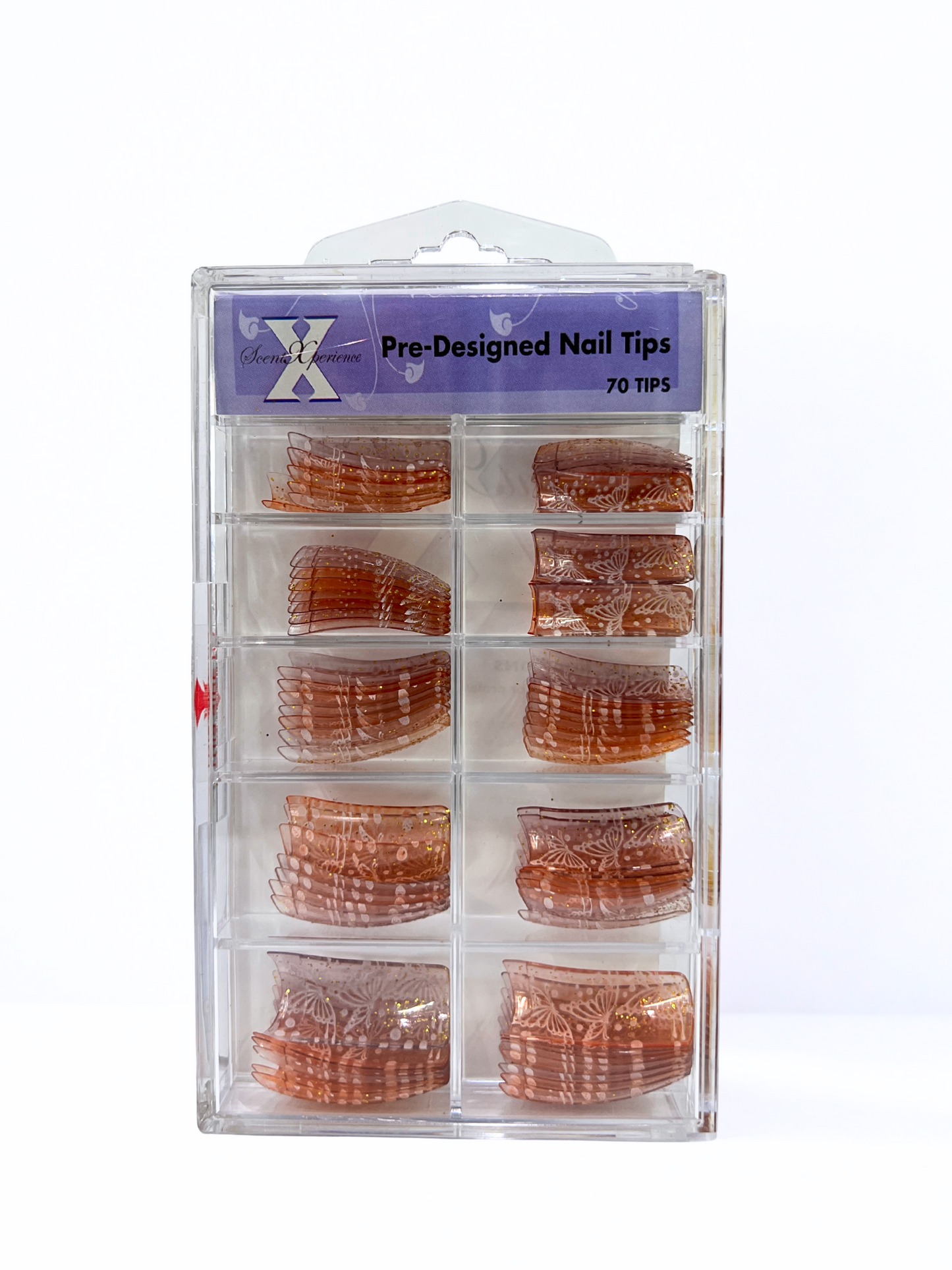 SCENT XPERIENCE Pre-Designed Nail Tips 70pc - Jelly White Butterfly