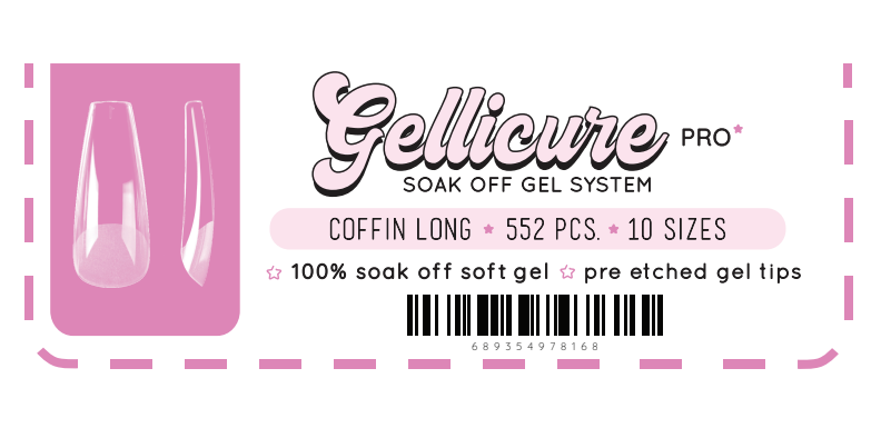 GELLICURE Pre-etched Gel Tips 552 pcs - Coffin Long