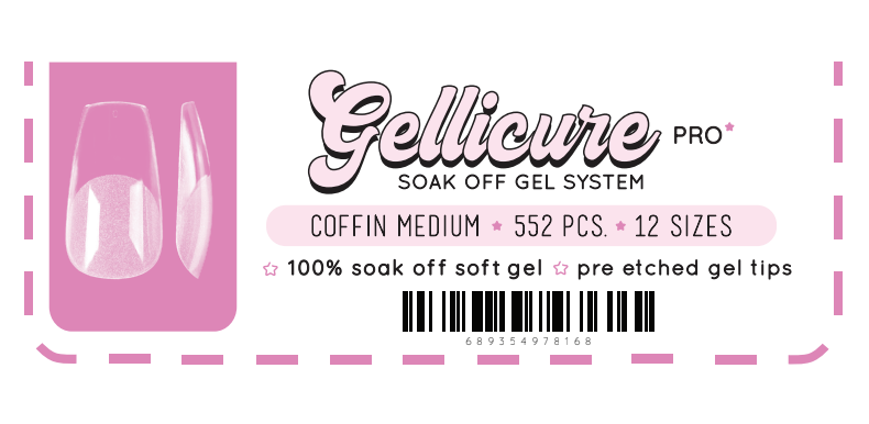 GELLICURE Pre-etched Gel Tips 552 pcs - Coffin Medium