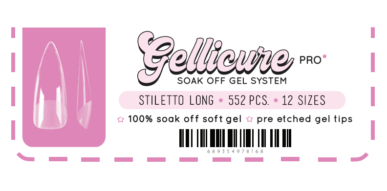 GELLICURE Pre-etched Gel Tips 552 pcs - Stiletto Long