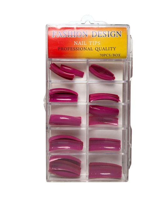 Fashion Design Nail Tips 70pc - Magenta Color