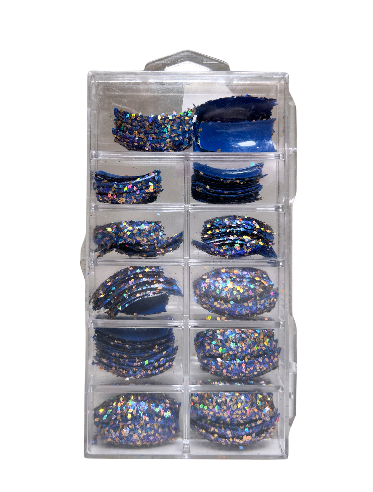 Tip Jar Fashion Nail Tips Super Glitter Curve 110pc - Blue Tips/Mix Gold Glitter