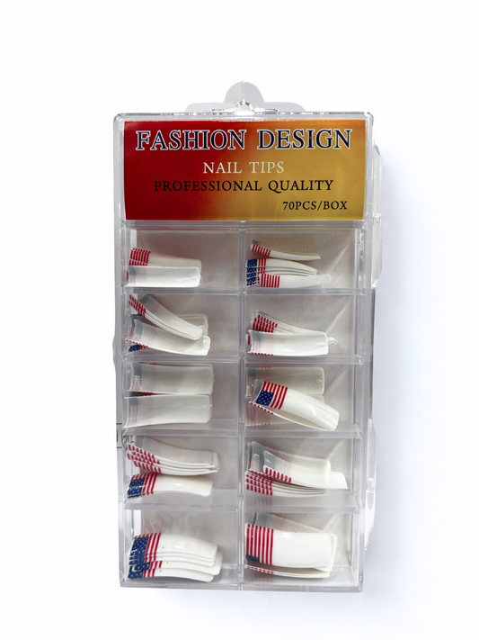 Fashion Design Nail Tips 70pc - American Flag