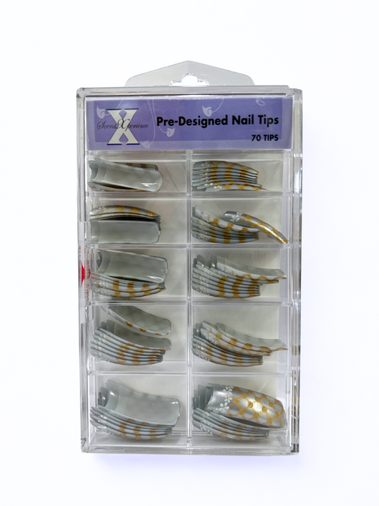 SCENT XPERIENCE Pre-Designed Nail Tips 70pc - Golden Lattice