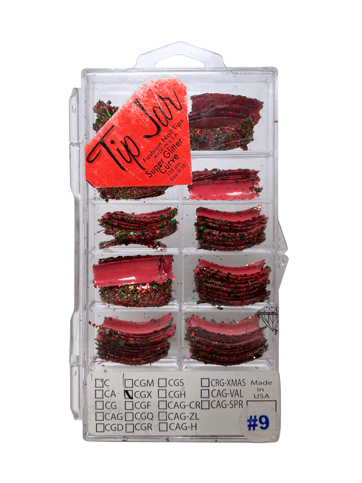 Tip Jar Fashion Nail Tips Super Glitter Curve 110pc - Pink Tips/Mix Glitter