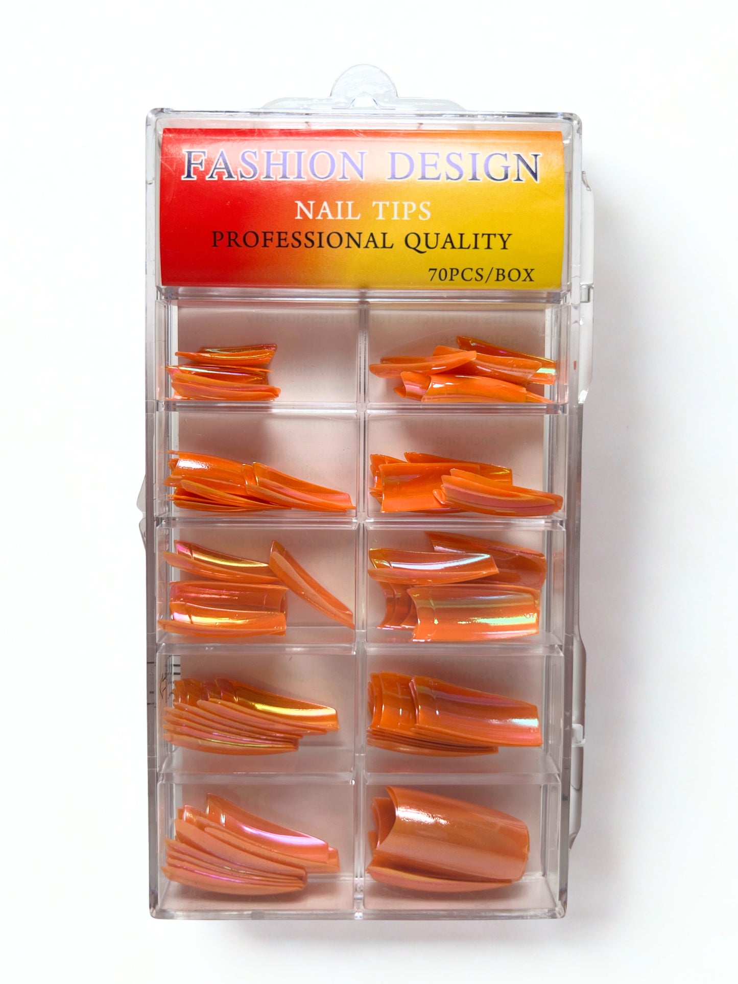 Fashion Design Nail Tips 70pc - Orange Chrome