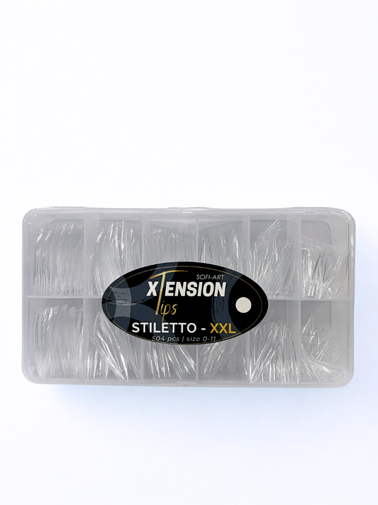 SOFI-ART Xtension Tips 504 pcs - Clear Stiletto XXL
