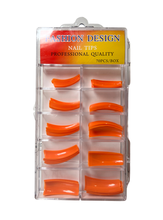 Fashion Design Nail Tips 70pc - Orange Color