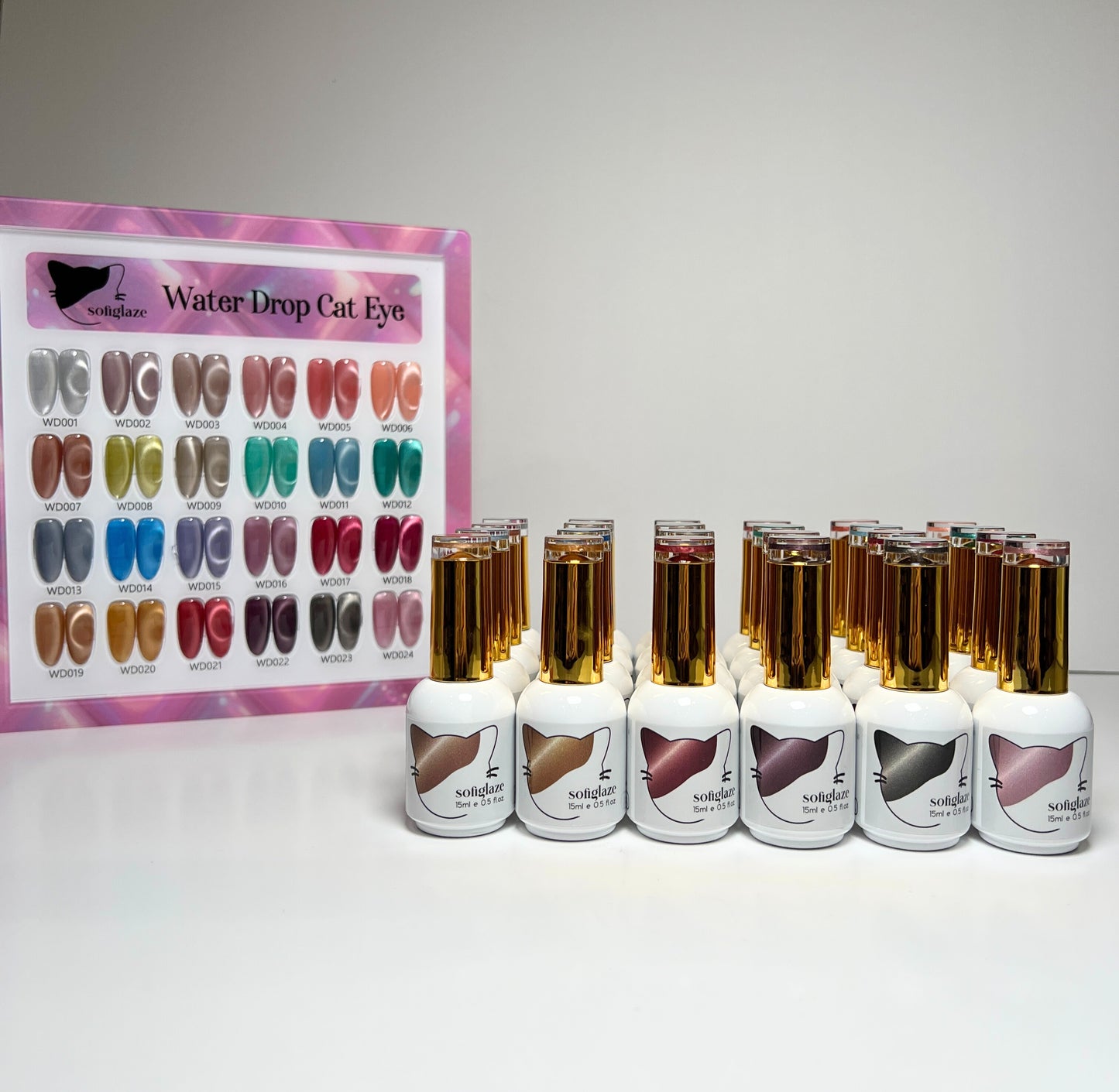 SOFIGLAZE Gel Color 0.5oz Water Drop Series Cat Eye - 24Pc Full Set