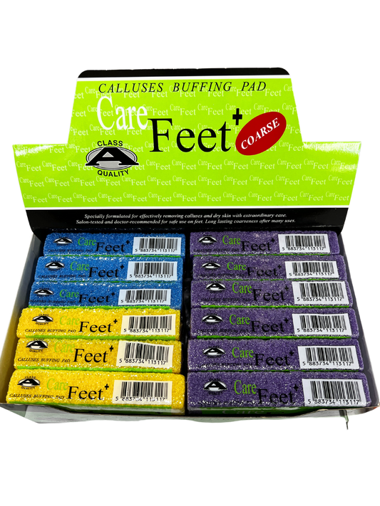 CAREFEET Callus Buffing Pad 24pc/Box - Mixed Colors